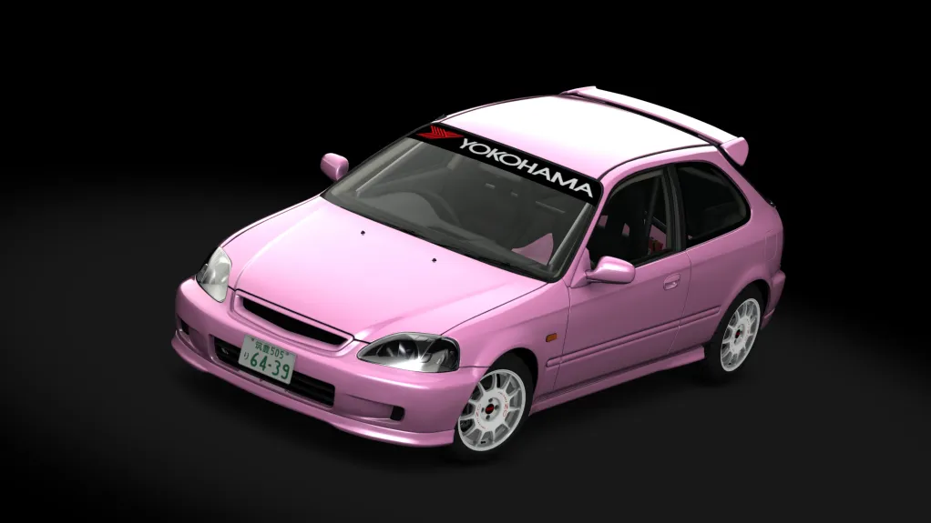 Honda Civic EK Cup in the Amy Pink livery