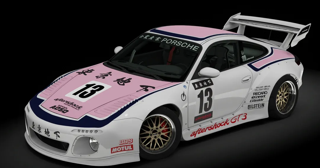 Porsche 911 (996) GT3 "Tonkatsu" in the AFTERSHOCK livery