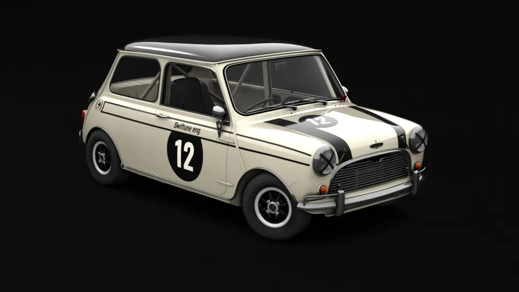 Austin Mini Cooper S FIA App.K Historic Racing in the 12 Swiftune livery