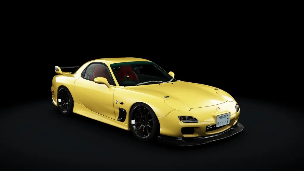 Mazda RX-7 FD3S Spirit R Tuned in the Itsdraik J9 Competition Yellow Mica livery