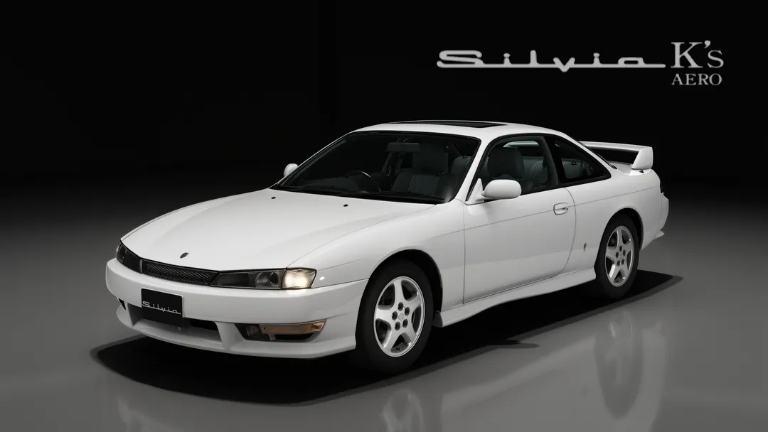 Nissan Silvia K's Aero (S14) in the WK0 Pearl White livery