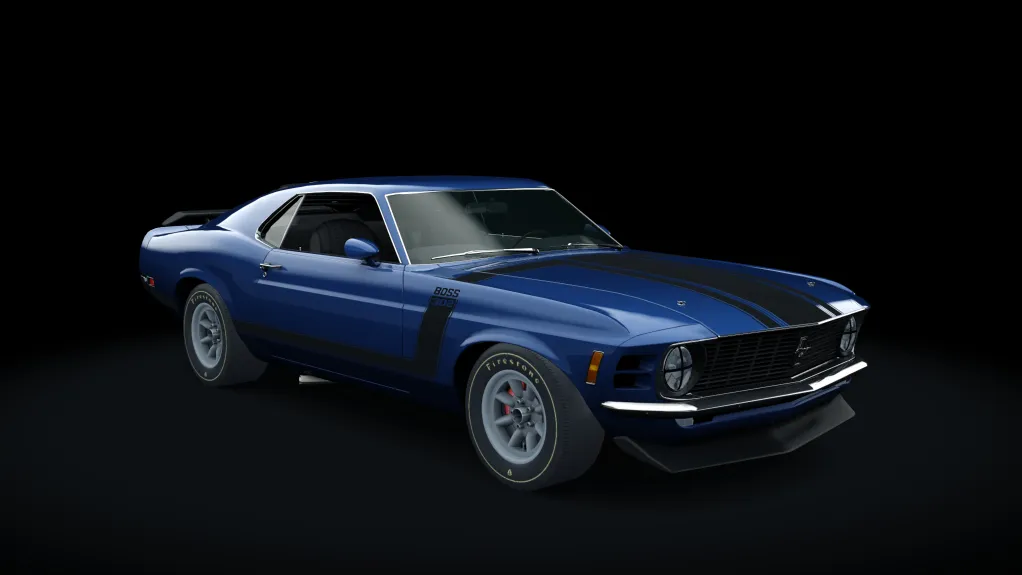 Ford Mustang Boss 302R in the Acapulco Blue livery