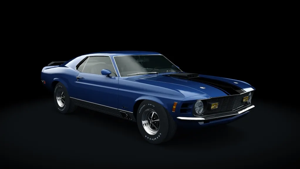 Ford Mustang Mach 1 in the Acapulco Blue livery